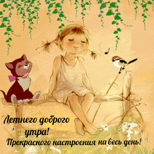 Открытка «С добрым утром»: Летнего доброго утра и прекрасного настроения!. Тэги: кот, животное, пожелание, хорошего д…