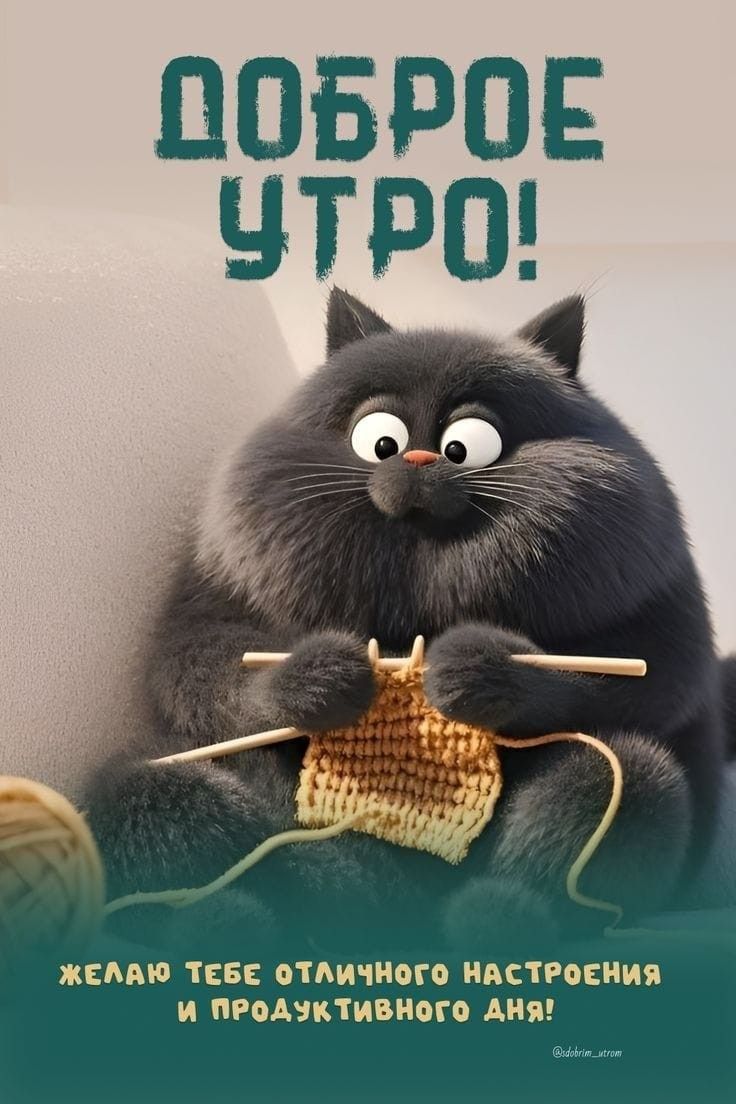 Открытка «С добрым утром»: Доброе утро! Пушистый кот и отличное настроение. Тэги: кот, животное, пожелание, позитивная…