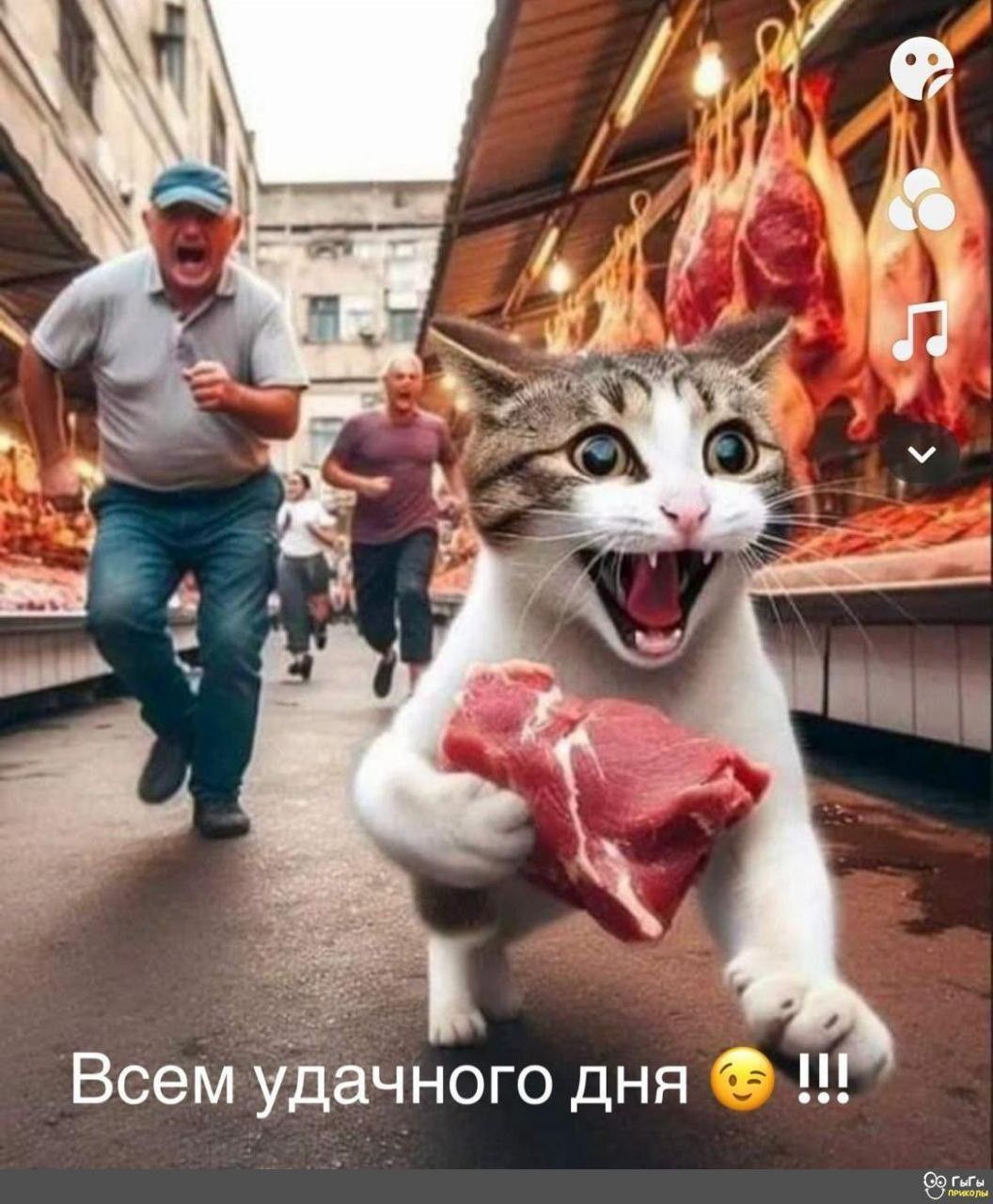 Открытка «С добрым утром»: С добрым утром! Улыбнись удачному утру!. Тэги: кот, животное, пожелание, позитивная…