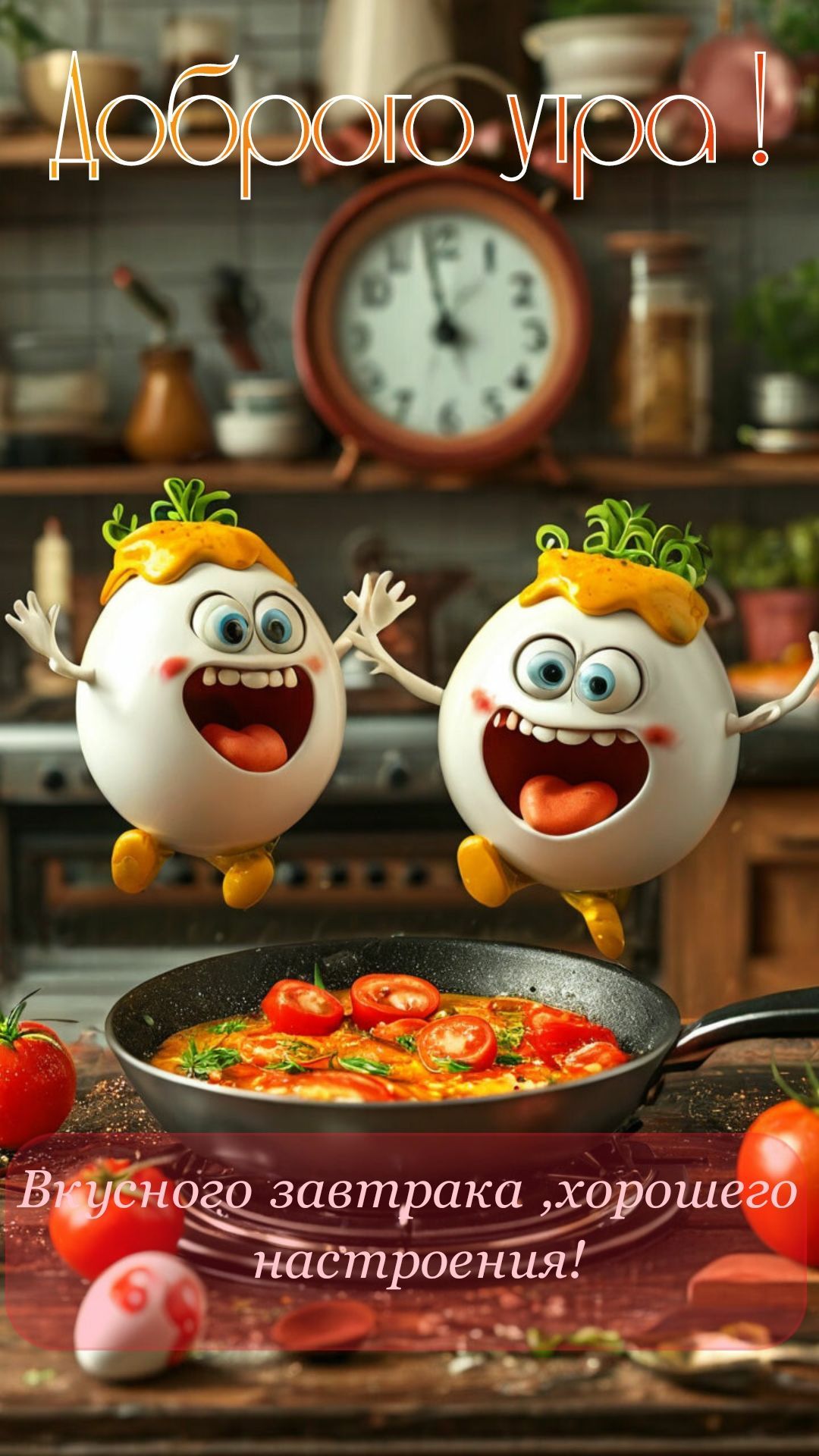 Открытка «С добрым утром»: Веселого утра, вкусного завтрака и отличного настроения!. Тэги: пожелание, позитивная…