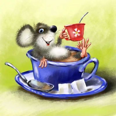 Открытка «С добрым утром»: Мышонок в чашке: Забавное доброе утро!. Тэги: животное, пожелание, позитивная, отличное на…