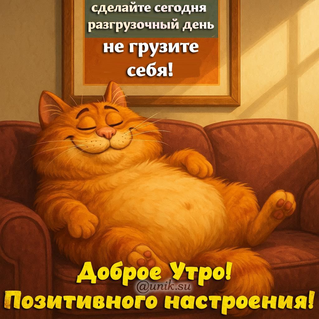 Открытка «С добрым утром»: Доброе утро! Пушистый кот желает позитива и релакса. Тэги: кот, животное, пожелание…
