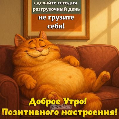 Открытка «С добрым утром»: Доброе утро! Пушистый кот желает позитива и релакса. Тэги: кот, животное, пожелание…