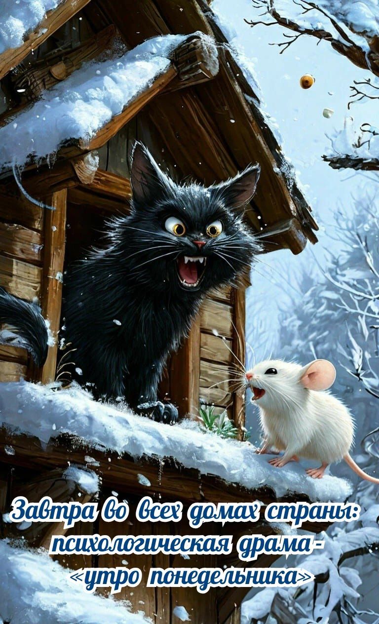 Открытка «С добрым утром»: С добрым утром! Драма "утро понедельника". Тэги: кот, животное, пожелание, позитивная, юмор…