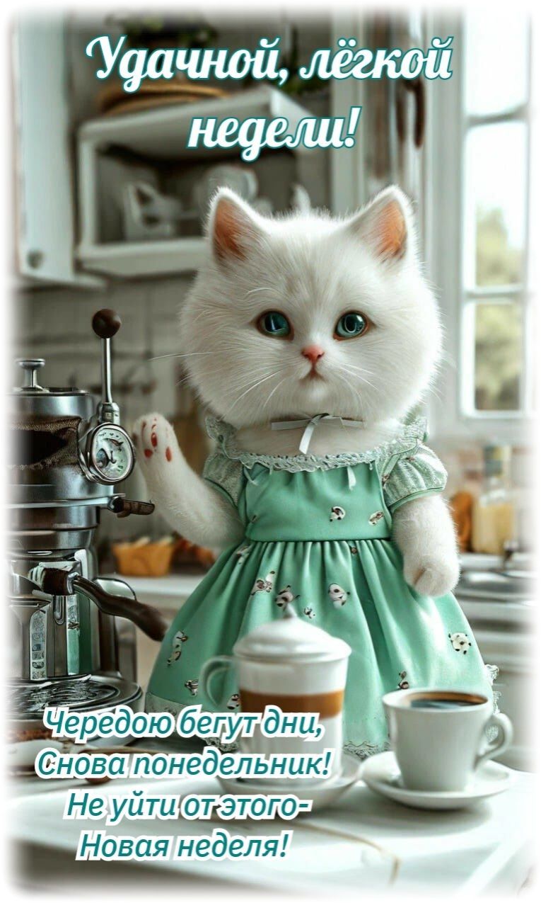 Открытка «С добрым утром»: Доброе утро и легкой недели с милым котёнком!. Тэги: кот, животное, пожелание, отличное на…