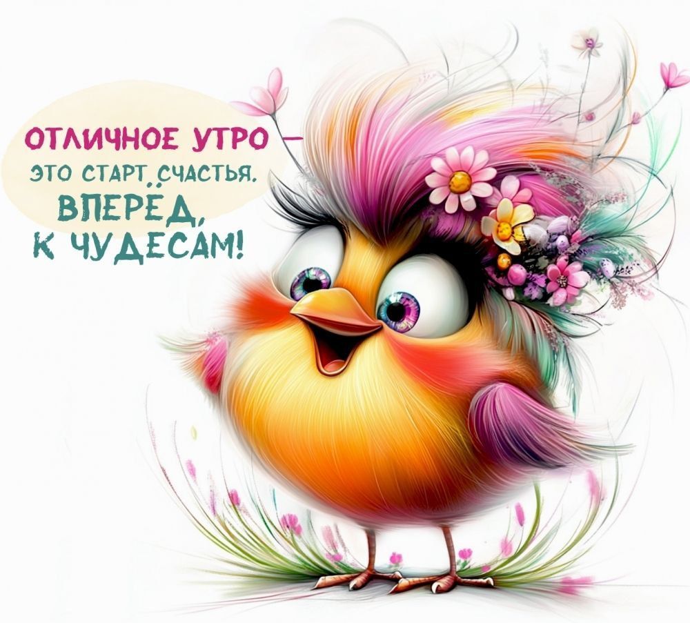 Открытка «С добрым утром»: Отличное утро — старт к счастью и чудесам!. Тэги: пожелание, отличное настроение, улыбка…