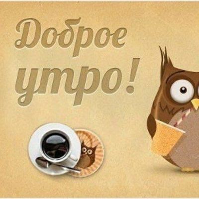 Открытка «С добрым утром»: Доброе утро с милой совой и ароматным кофе. Тэги: животное, пожелание, позитивная, утро…