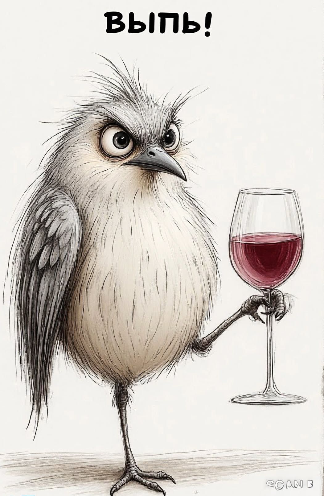 Открытка «С добрым утром»: С добрым утром! Когда птичка зовет выпить!. Тэги: животное, пожелание, позитивная, отлично…