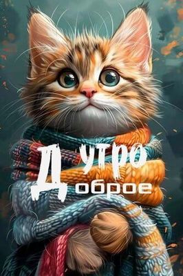 Открытка «С добрым утром»: Нежное доброе утро с уютным котиком. Тэги: кот, животное, пожелание, отличное настроение…