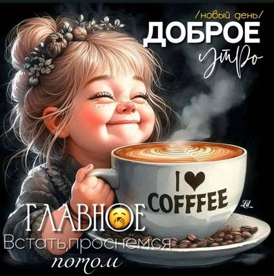 Открытка «С добрым утром»: С добрым утром! Главное — кофе и улыбка!. Тэги: пожелание, позитивная, отличное настроение…