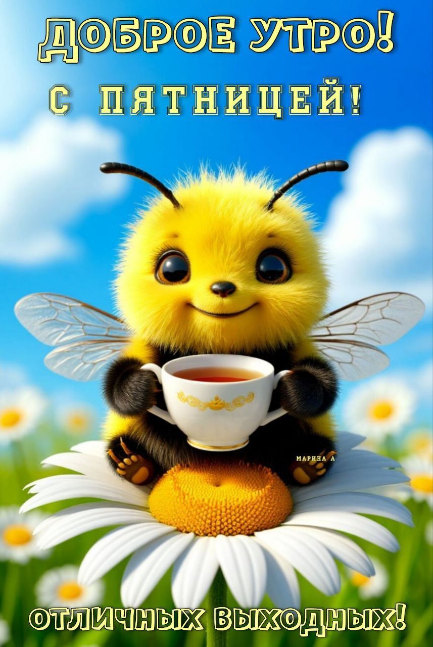 Открытка «С добрым утром»: С добрым утром, с пятницей! Отличных выходных!. Тэги: животное, пожелание, отличное настро…