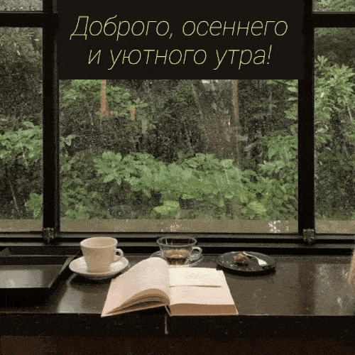 Открытка «С добрым утром»: Уютного осеннего утра с кофе и книгой. Тэги: пожелание, позитивная, отличное настроение…