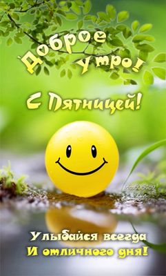 Открытка «С добрым утром»: Доброе утро, Пятница! Отличного дня с улыбкой. Тэги: пожелание, отличное настроение, юмор…