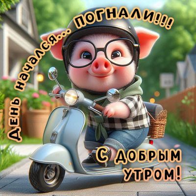 Открытка «С добрым утром»: С добрым утром! День начался, погнали!. Тэги: животное, пожелание, хорошего дня, отличное…