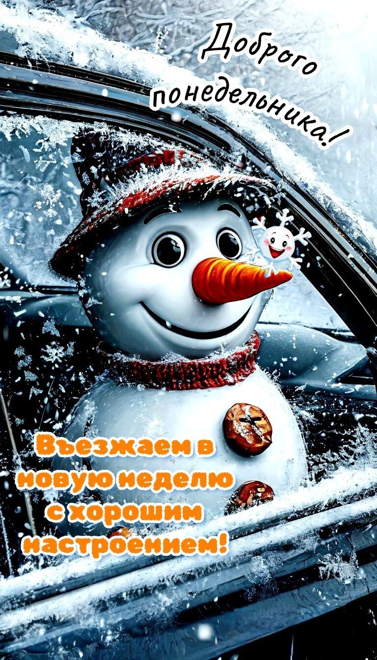 Открытка «С добрым утром»: С добрым утром понедельника и зимним настроением!. Тэги: хорошего дня, пожелание, шапка…