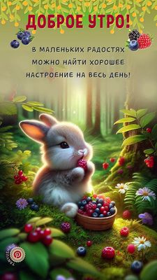 Открытка «С добрым утром»: Доброе утро: маленькие радости и отличное настроение. Тэги: хорошего дня, животное, пожела…