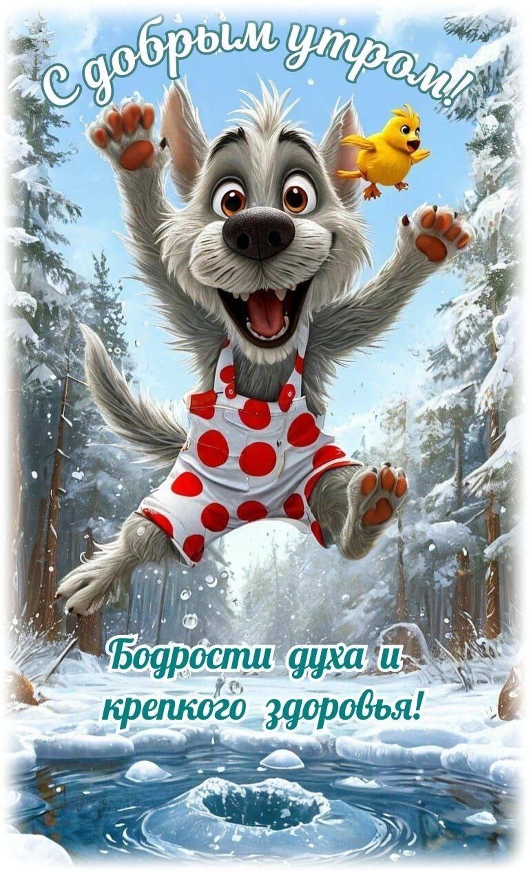 Открытка «С добрым утром»: С добрым утром! Заряд бодрости и здоровья!. Тэги: животное, пожелание, позитивная, приколь…