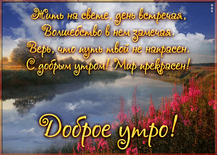 Открытка «С добрым утром»: С добрым утром! Мир прекрасен, путь не напрасен. Тэги: хорошего дня, пожелание, позитивная…