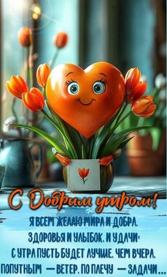 Открытка «С добрым утром»: Позитивное доброе утро с улыбкой и весенним настроением. Тэги: пожелание, улыбка, утро…