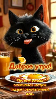 Открытка «С добрым утром»: Позитивное доброе утро от смешного кота!. Тэги: хорошего дня, кот, животное, пожелание…
