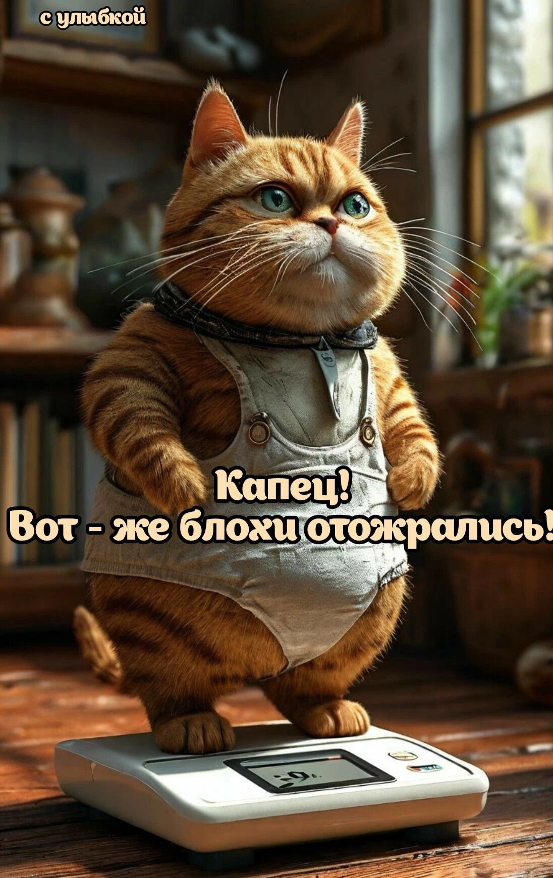 Открытка «С добрым утром»: С добрым утром: Когда блохи виноваты!. Тэги: хорошего дня, кот, животное, пожелание…
