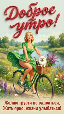 Открытка «С добрым утром»: Яркое доброе утро с улыбкой и верным другом!. Тэги: хорошего дня, животное, пожелание…