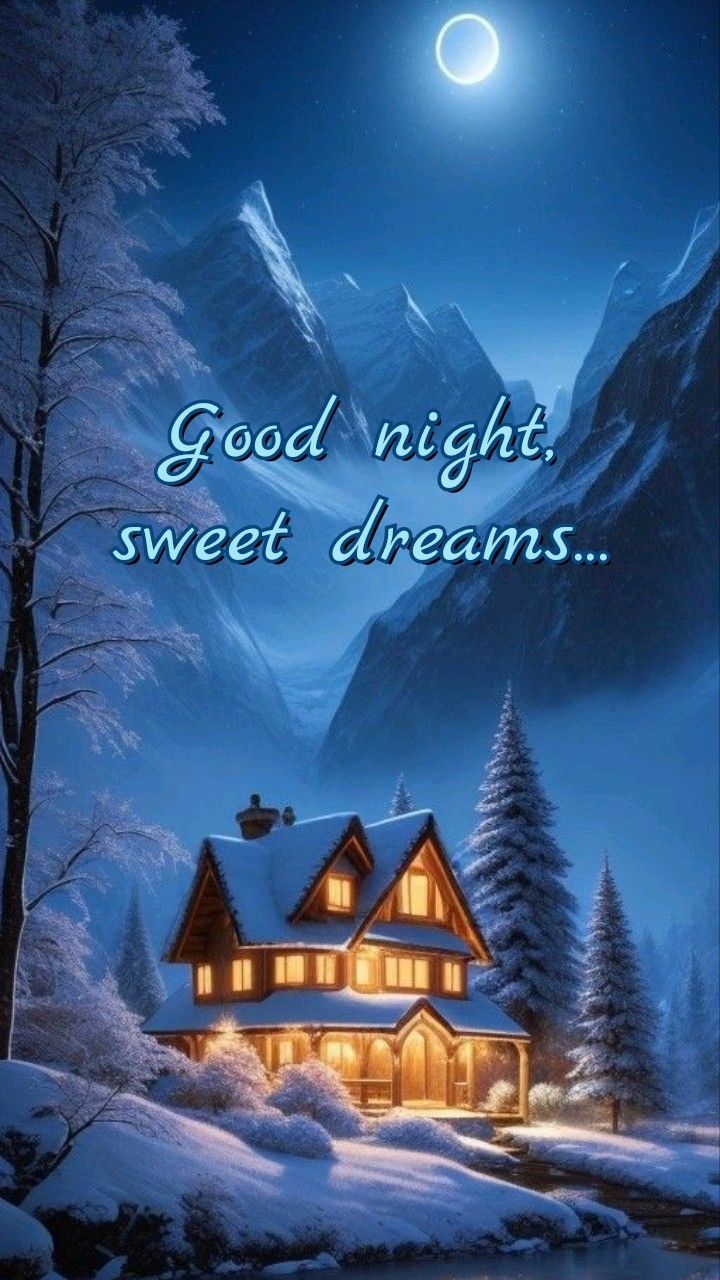 Открытка «Доброй ночи»: Ночная сказка в горах.