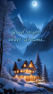 Открытка «Доброй ночи»: Ночная сказка в горах.