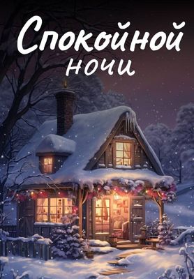Открытка «Спокойной ночи»: Уютная зимняя ночь в деревенском домике. Тэги: Спокойной ночи, красивые, Спокойной, зимней…