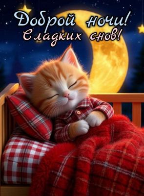Открытка «Доброй ночи»: Доброй ночи и сладких снов!. Тэги: Сладких снов
