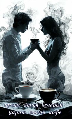 Открытка «Добрый вечер и пожелания»: Пусть этим вечером царит магия кофе. Тэги: Добрый вечер женщине, Добрый вечер му…