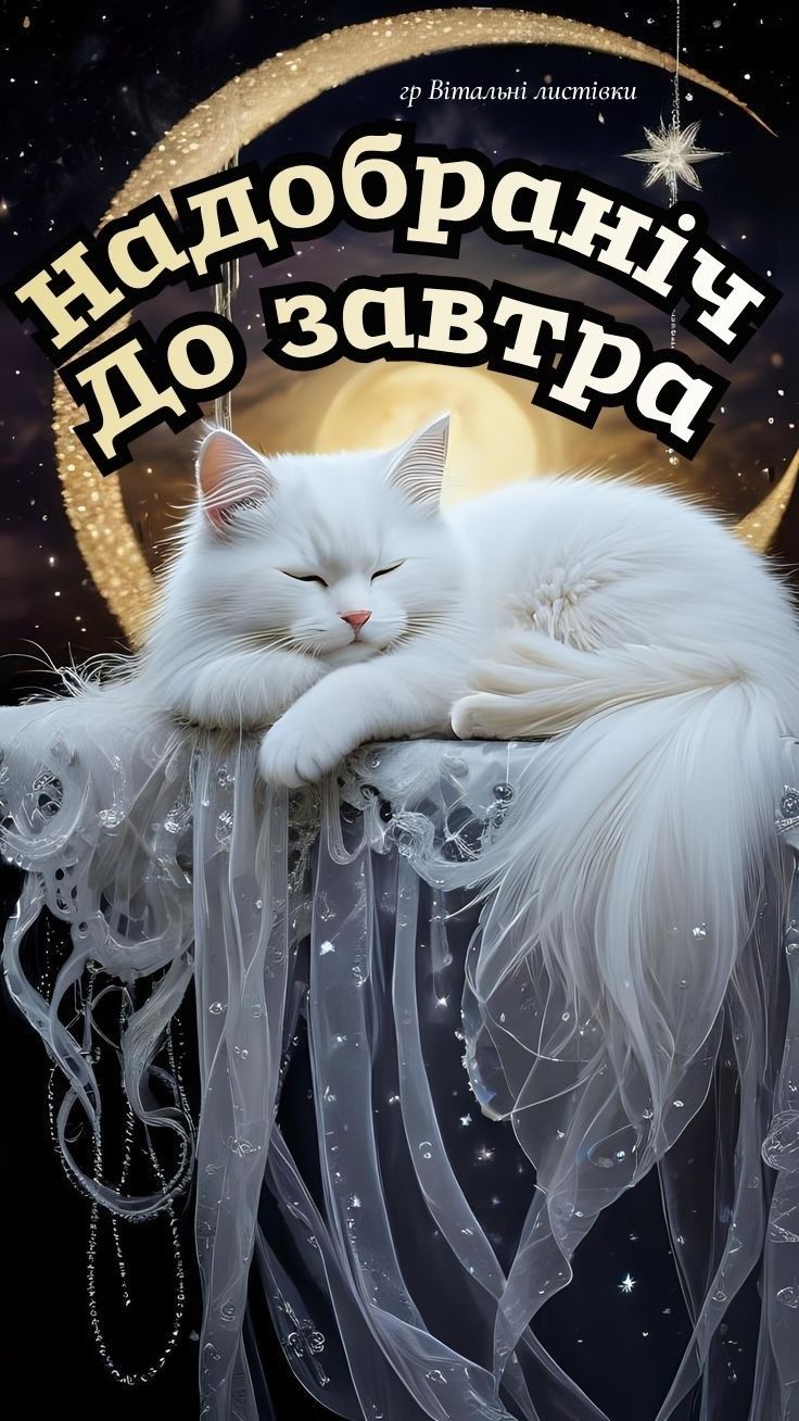 Открытка «С добрым утром»: Спокойной ночи, до завтра: милый кот на луне. Тэги: Доброй ночи, С добрым зимним утром…