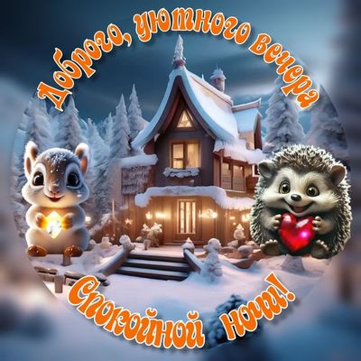 Открытка «Спокойной ночи»: Доброго, уютного вечера и спокойной ночи. Тэги: Добрый вечер и пожелания, Добрый зимний ве…