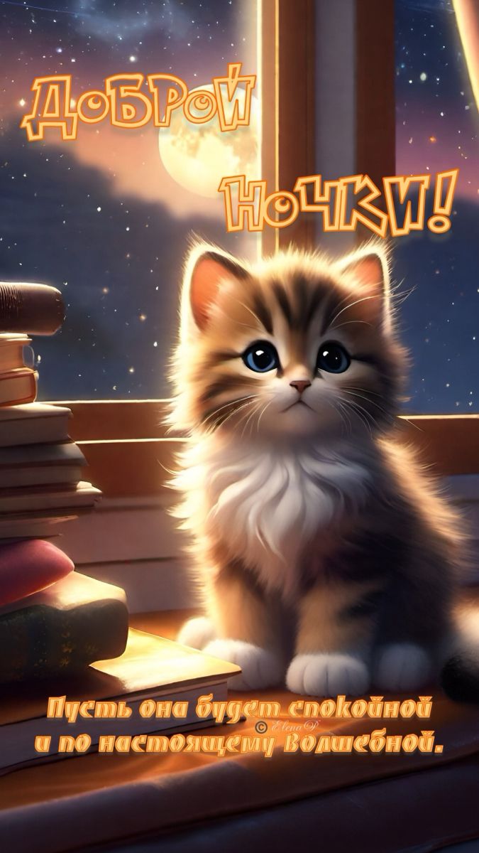 Открытка «Доброй ночи»: Спокойной ночи от пушистого друга.