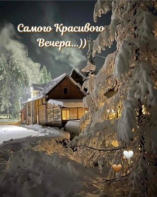 Открытка «Добрый вечер и пожелания»: Самого красивого вечера в зимней сказке. Тэги: Добрый зимний вечер, Добрый вечер…