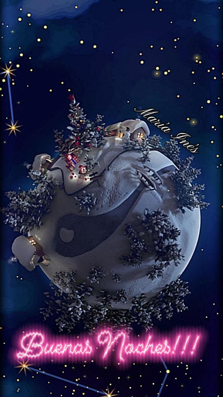 Открытка «Доброй ночи»: Доброй ночи: сказочная планета и волшебные звезды.