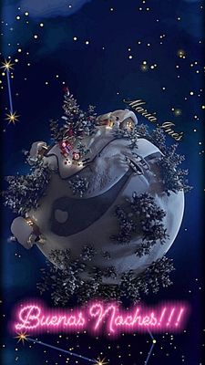 Открытка «Доброй ночи»: Доброй ночи: сказочная планета и волшебные звезды.