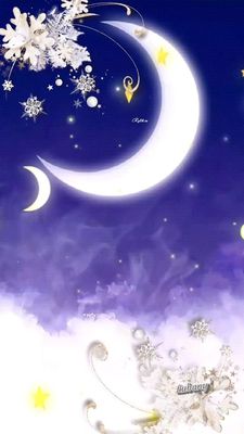 Открытка «Доброй ночи»: Доброй ночи: Волшебный зимний пейзаж с луной.