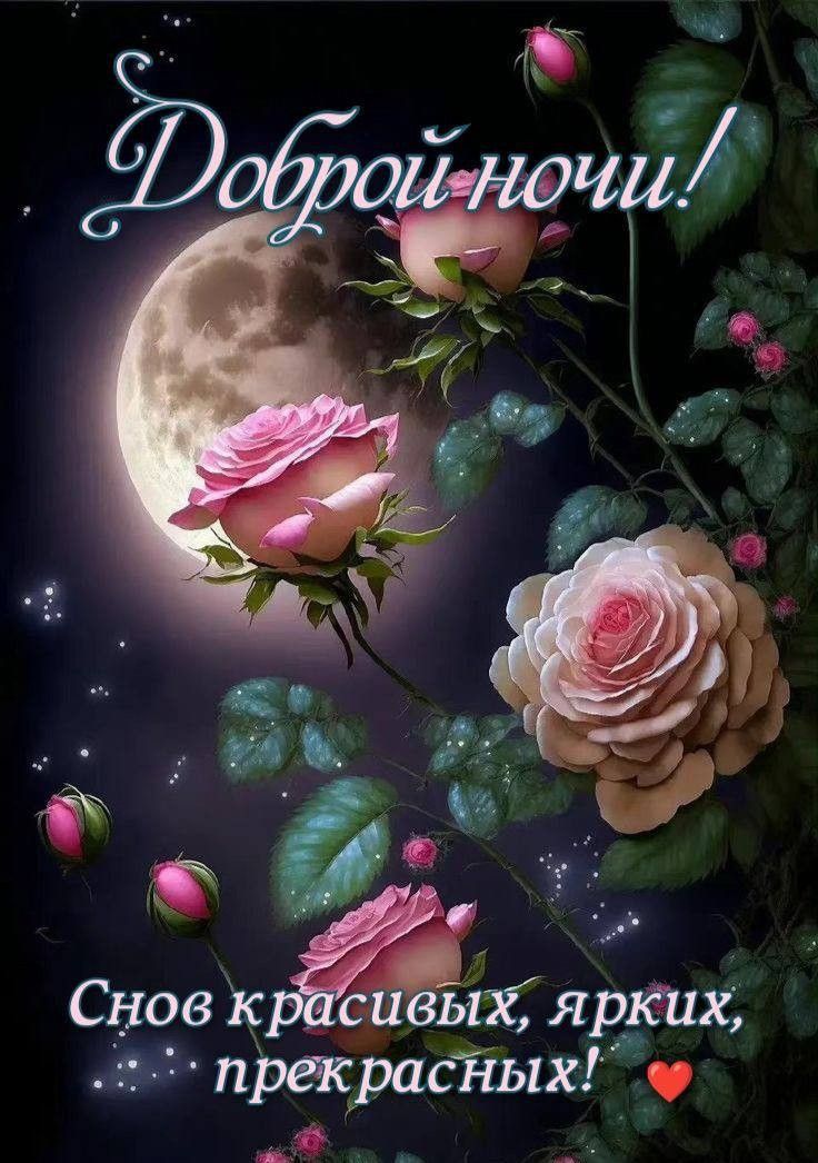 Открытка «Добрый вечер и пожелания»: «Доброй ночи!»: романтическое пожелание красивых снов. Тэги: Добрый вечер красив…