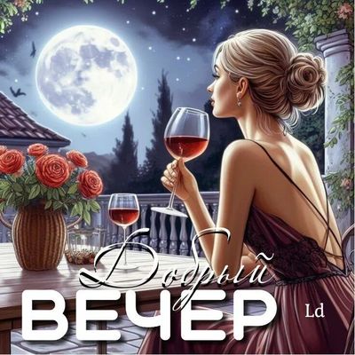Открытка «Добрый вечер и пожелания»: Милая открытка «Добрый вечер» с бокалом вина. Тэги: Добрый вечер красивые…