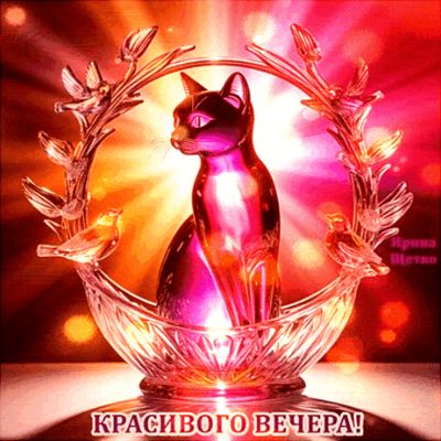 Открытка «Добрый вечер и пожелания»: Добрый вечер: Красивая открытка с волшебным котом. Тэги: Добрый вечер красивые…