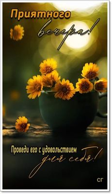 Открытка «Добрый вечер и пожелания»: Приятного вечера: яркий букет цветов и уют. Тэги: Добрый вечер красивые, Добрый…