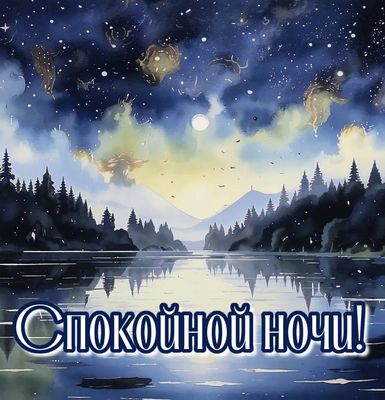 Открытка «Спокойной ночи»: Спокойной ночи: Магическое небо с дельфинами и луной. Тэги: Спокойной ночи, красивые…