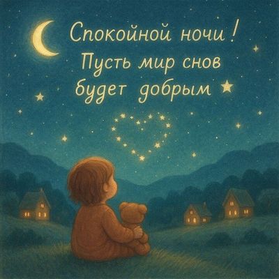 Открытка «Спокойной ночи»: Спокойной ночи: милое пожелание ребенку. Тэги: Спокойной ночи, с пожеланиями, Спокойной но…