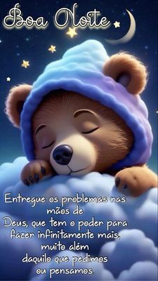 Открытка «Доброй ночи»: Доброй ночи: красивый медведь спит на облаках. Тэги: Спокойной ночи, христианский, Спокойной…