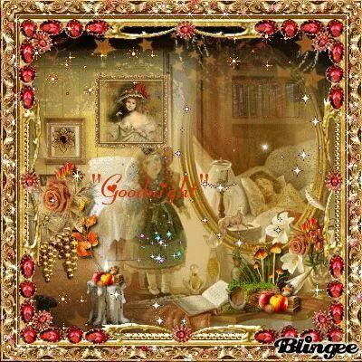 Открытка «Доброй ночи»: Доброй ночи: красивая открытка с цветами и свечами. Тэги: Спокойной ночи, надпись, женщина…