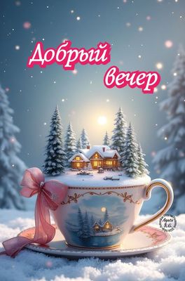 Открытка «Добрый вечер и пожелания»: Добрый вечер: Волшебный зимний уют. Тэги: Добрый зимний вечер, Добрый вечер крас…