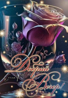 Открытка «Добрый вечер и пожелания»: Добрый вечер: Красивая открытка с волшебной розой. Тэги: Добрый вечер красивые…