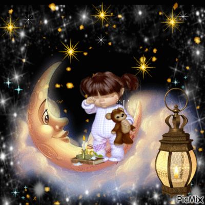 Открытка «Спокойной ночи»: Спокойной ночи: Сказочный сон на Луне. Тэги: Спокойной ночи и добрых снов, Спокойной ночи…