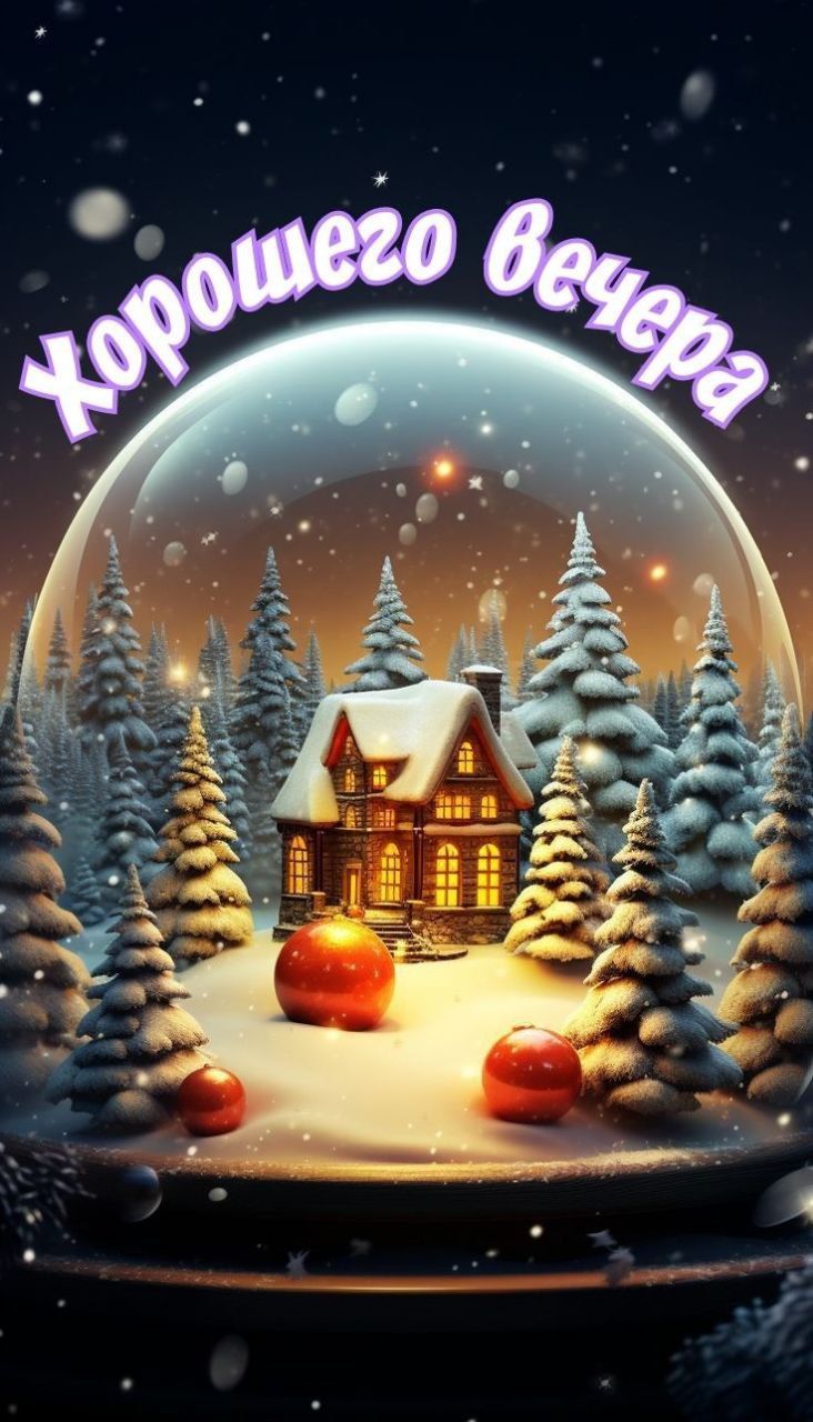 Открытка «Добрый зимний вечер»: Зимняя сказка: добрый вечер в уютном доме. Тэги: Добрый вечер красивые, Доброго…